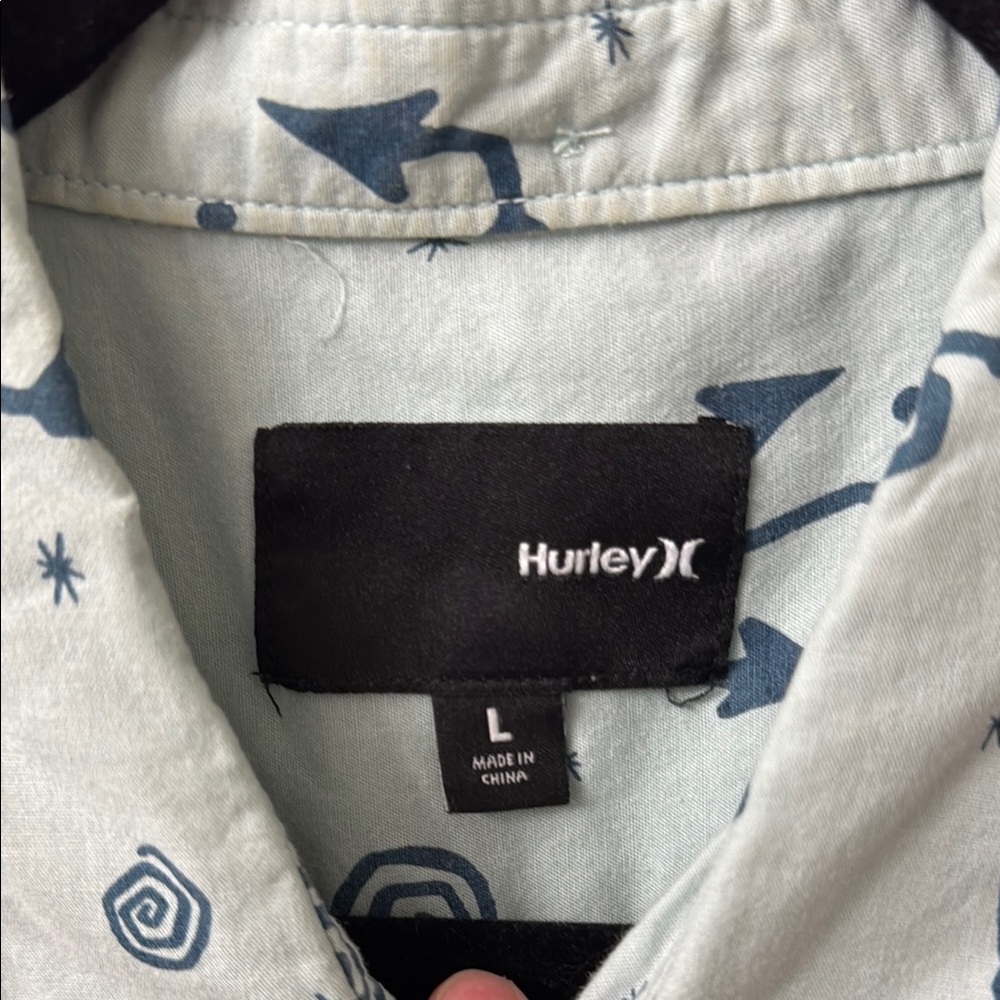Hurley Blue Casual Button Down Shirt with Playful Design - Picture 4 of 6